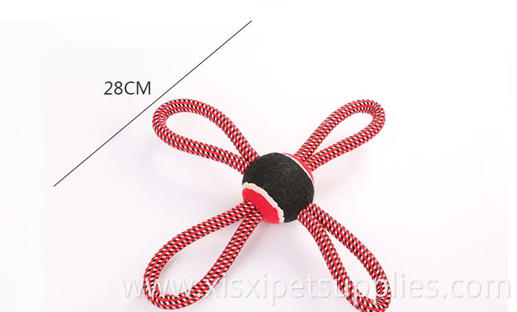 ready to ship flower shape rope pet toy with tennis ball new pattern